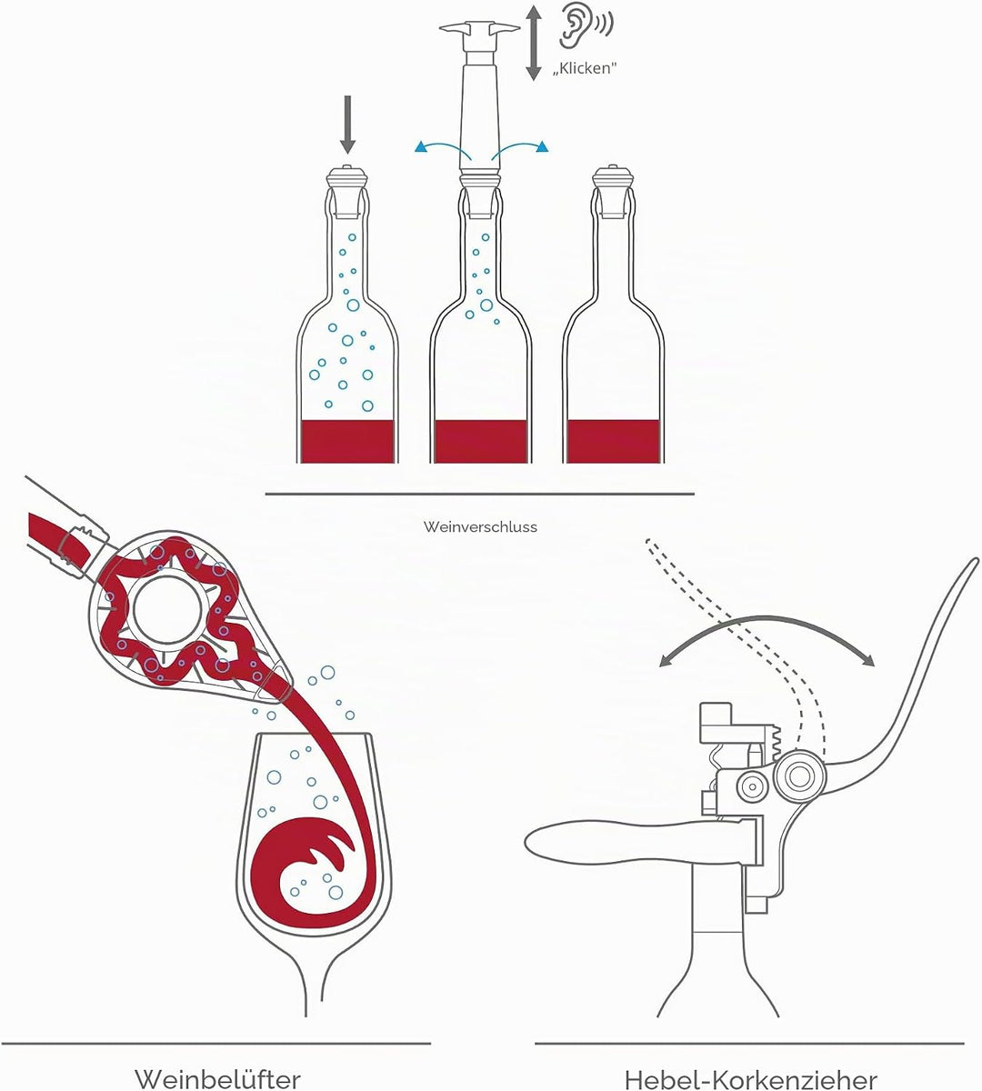 Vacu Vin 3890760 Air Deluxe Wine Accessory Set, Kunststoff, Schwarz