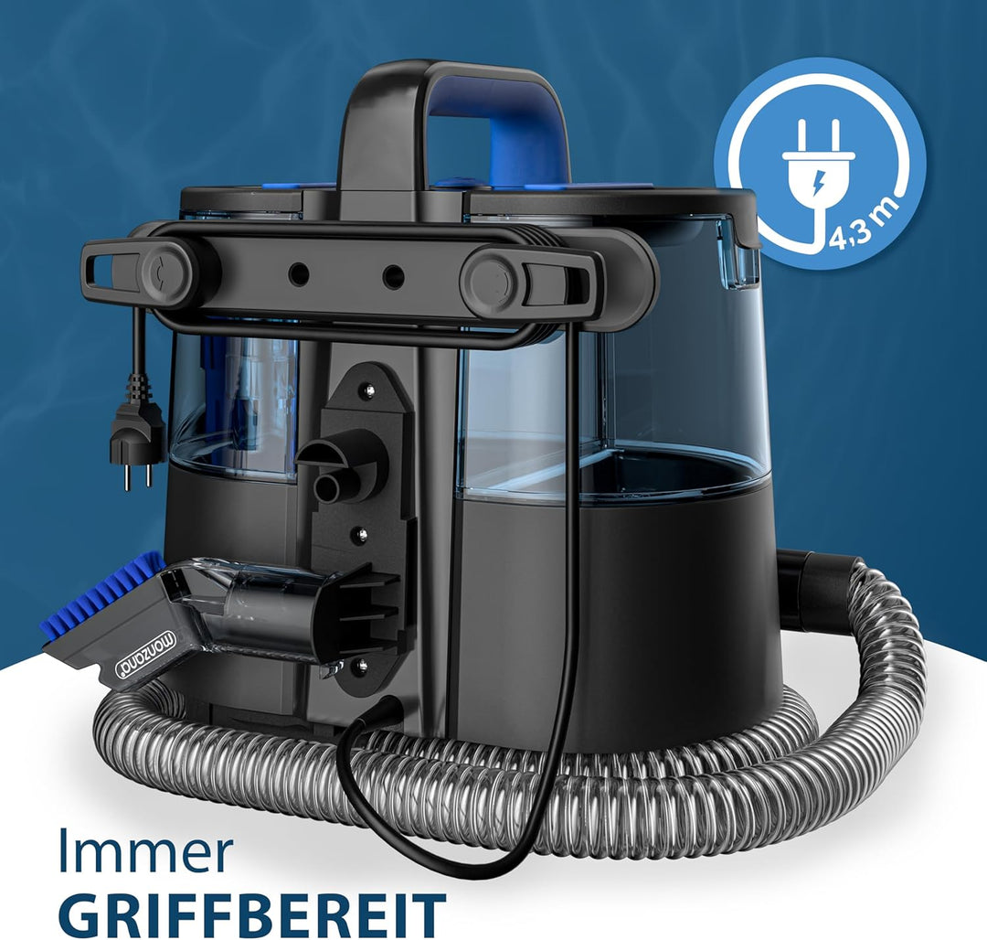 MONZANA® Waschsauger Polsterreiniger Gerät mit 2-in-1 Bürstenaufsatz für Teppiche & Polster 1,2 m Sc