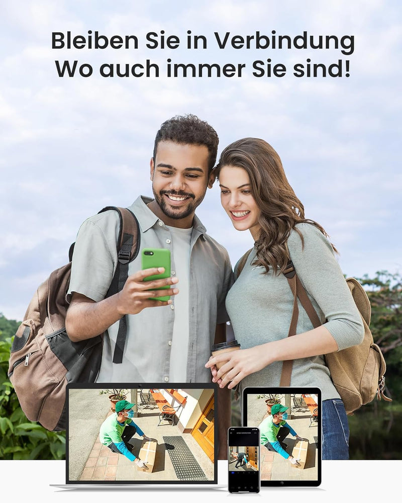 ANNKE 3MP Funk Überwachungskamera Set mit 10.1 Zoll Monitor, 4CH 5MP NVR und 4 IP Kameras Aussen mit