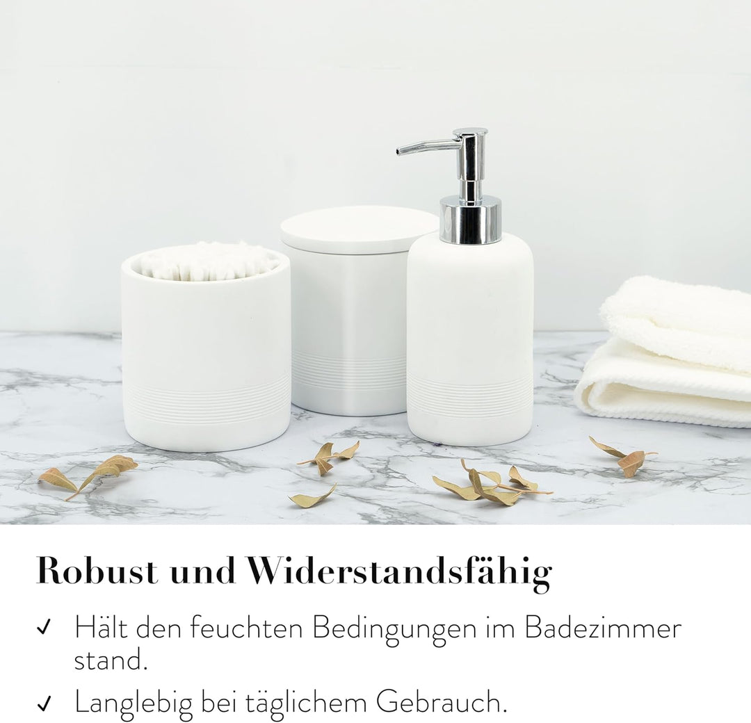 ZCCZ - Weisses Badezimmer-Zubehör-Set 6-teilig – Zahnbürstenhalter, Lotionseifenspender, 2 Qtip-Halt