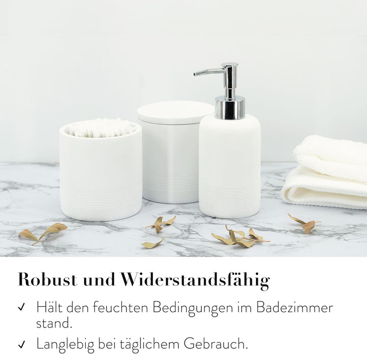 ZCCZ - Weisses Badezimmer-Zubehör-Set 6-teilig – Zahnbürstenhalter, Lotionseifenspender, 2 Qtip-Halt
