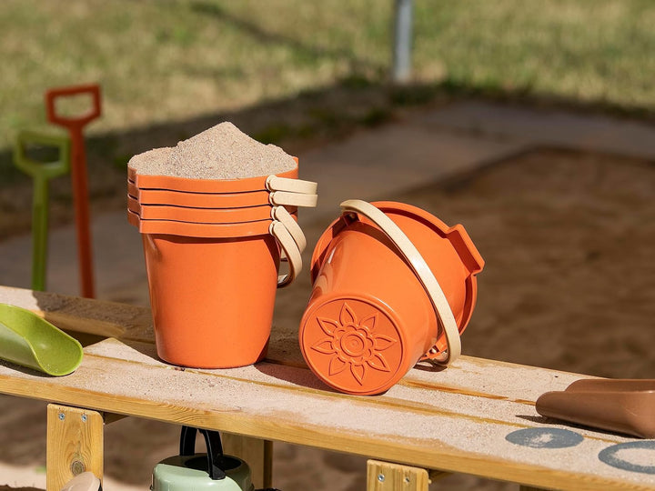 Betzold Sandspieleimer aus treeNside-Material - Sand-Spielzeug Kinder Sandkasten 5 Stück Rosa, 5 St&