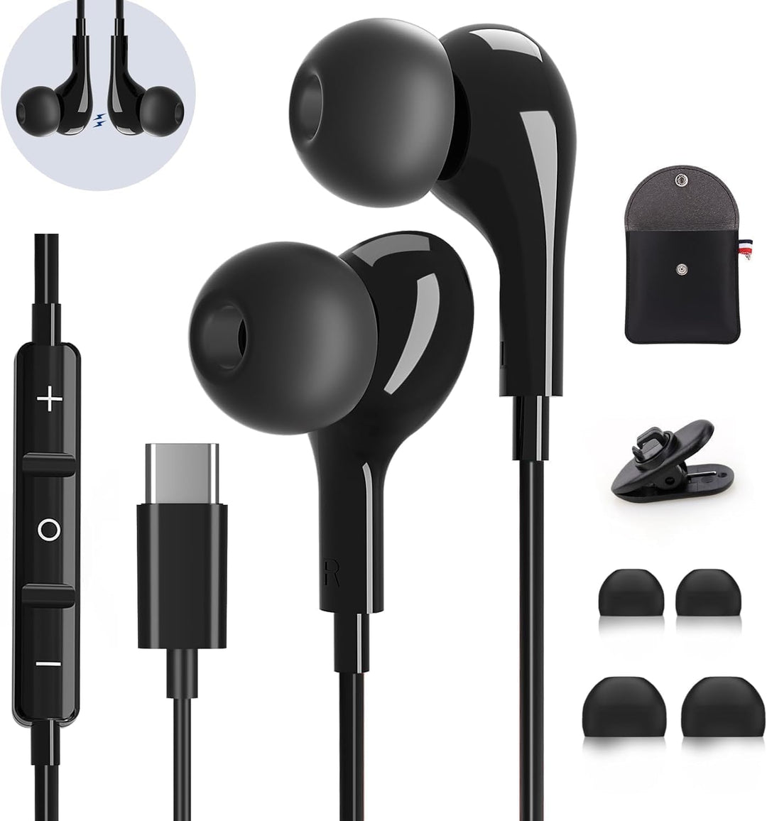 USB C Kopfhörer mit Mikrofon,In-Ear Kopfhörer für Samsung Galaxy S24 S23 Ultra S22 S21 S25 FE A56 A5