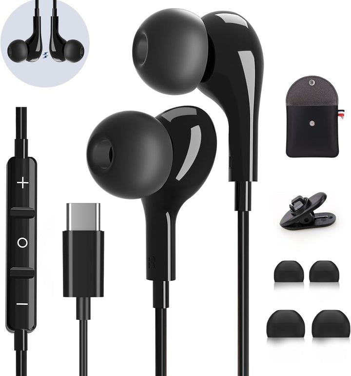USB C Kopfhörer mit Mikrofon,In-Ear Kopfhörer für Samsung Galaxy S24 S23 Ultra S22 S21 S25 FE A56 A5