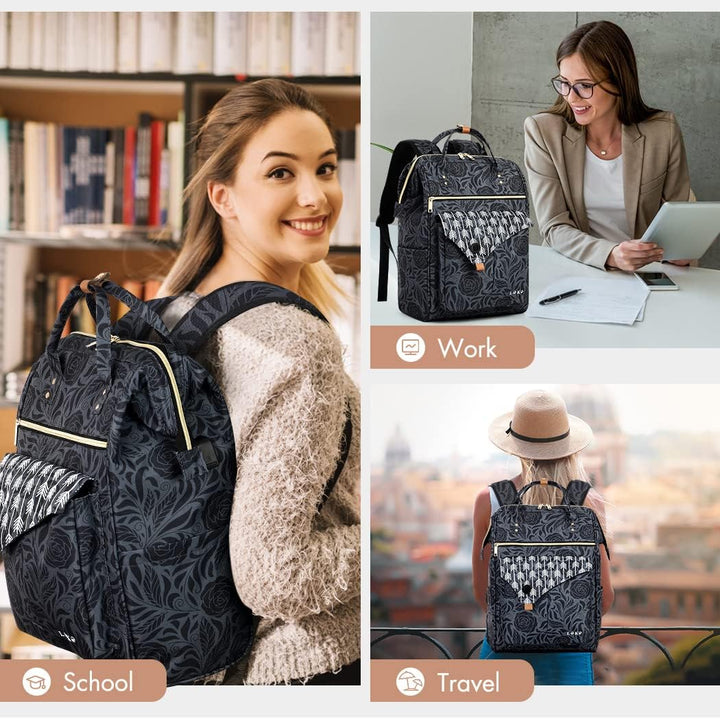 Lekesky Rucksack Damen Rucksack 15,6 Zoll Schulrucksack Daypack mit Anti Diebstahl Tasche für Reisen