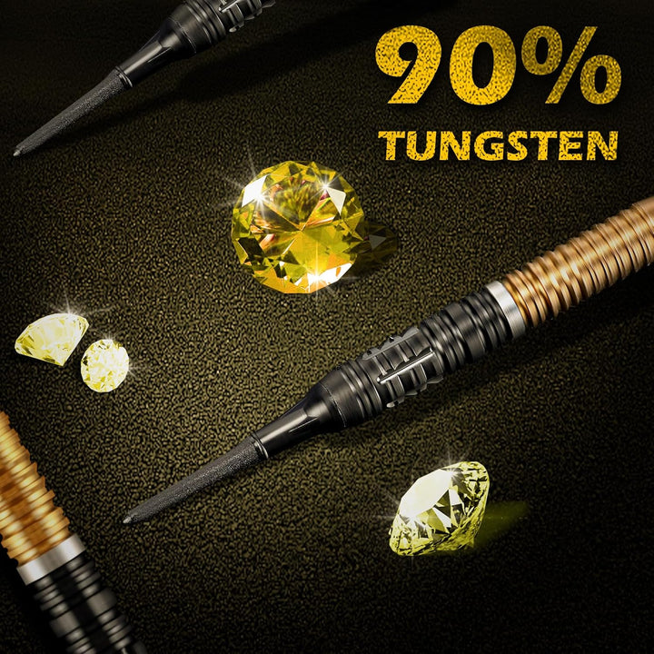 WIN.MAX Dartpfeile 90% Tungsten 3 Stück 90% Wolfram 18 Gramm Dart professionelle Gold, Gold