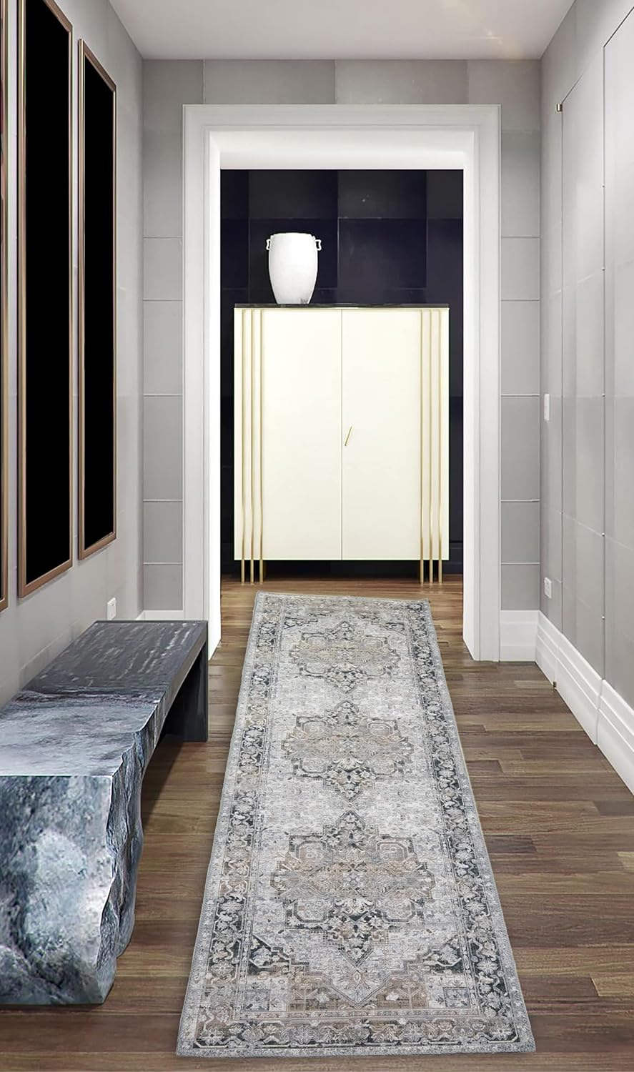 Teppich-Traum Klassischer Teppich mit orientalischen Verzierungen & Ornamenten in Creme grau Grösse