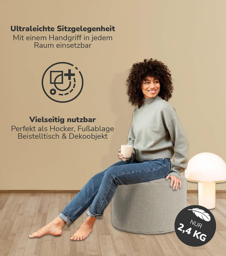 mokebo® Pouf, Hocker o. Sitzhocker 60x40cm 'Der Ruhepouf', Bodenkissen rund & Fusshocker fürs Wohnzi