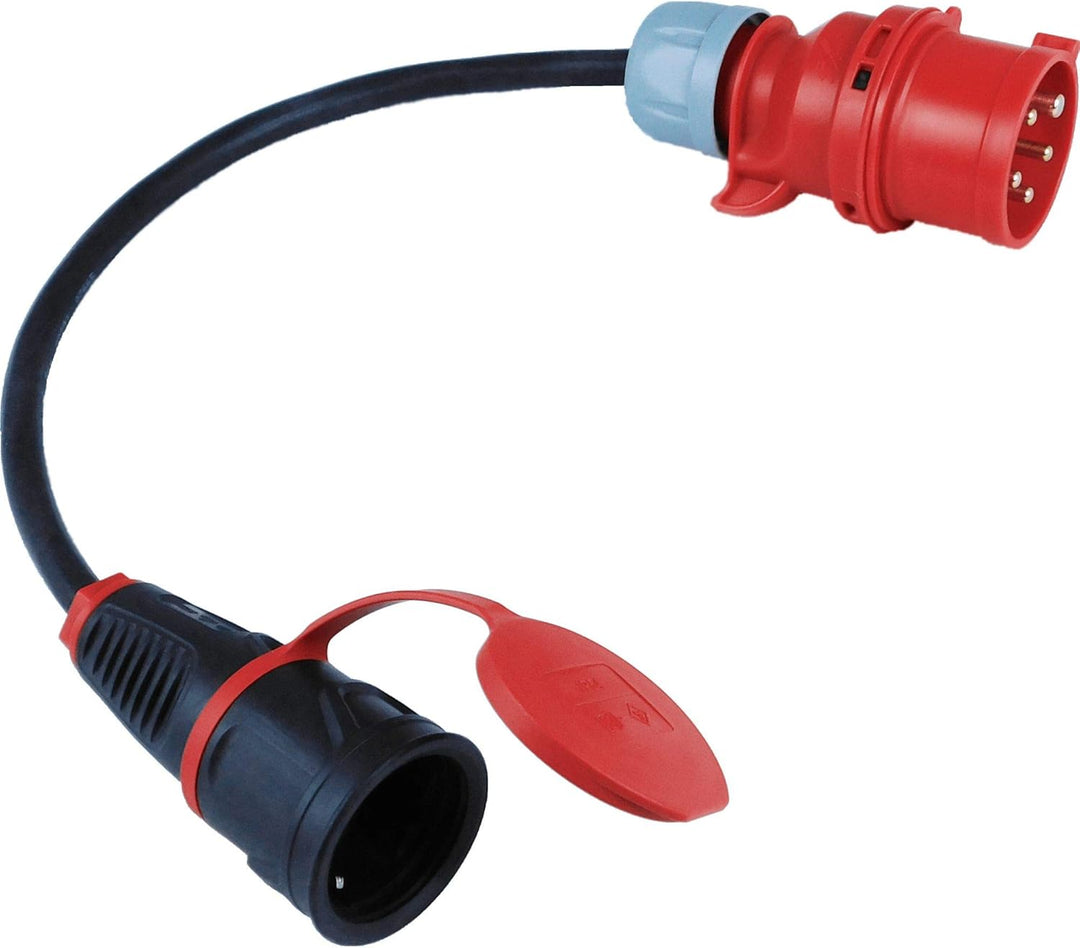 NWP NW10003 16A 400V Stecker Starkstrom auf 230V Schuko Kupplung IP44 3x2,5mm² Gummischlauchleitung