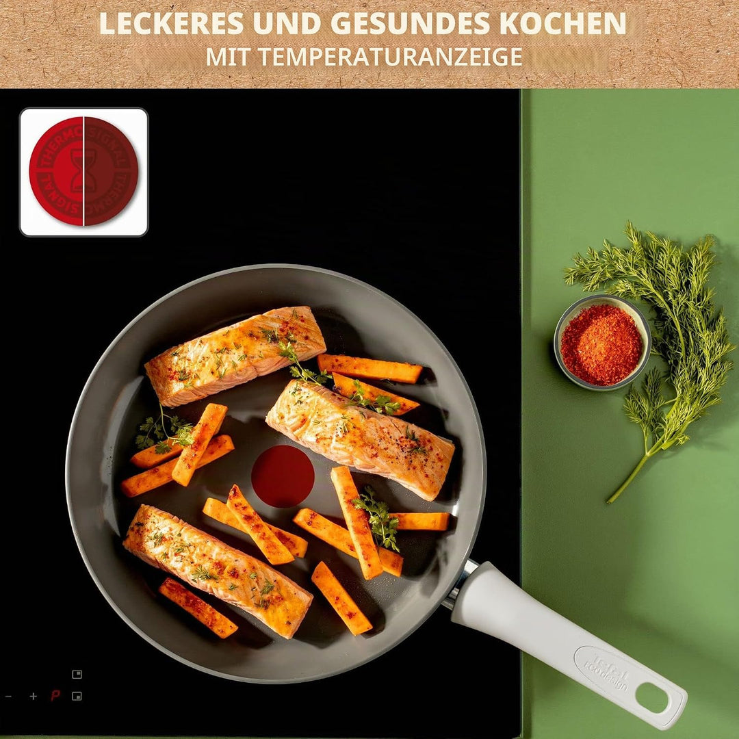 Tefal Renew On Bratpfannen 2 Stück, Grau, 24/28 cm, Keramik-Antihaftbeschichtung, Induktion, Thermo-