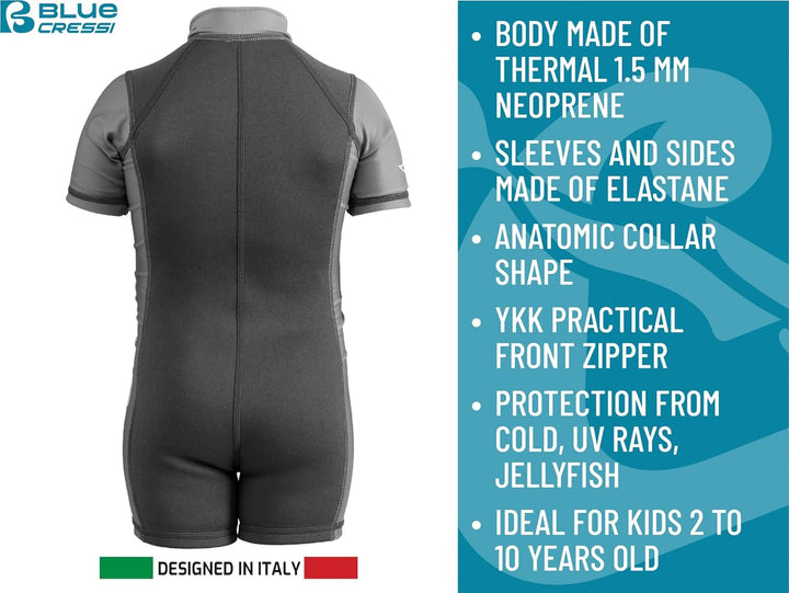 Cressi Kid Shorty Wetsuit 1.5 mm - Shorty Neoprenanzug für Kinder Ultra Stretch Neopren Blau/Hellbla