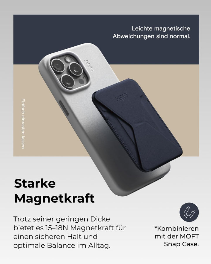 MOFT Magnetische Wallet Ständer für iPhone 15/14/13/12 Serie Kompatibel mit MagSafe, MOVAS Vegan Led