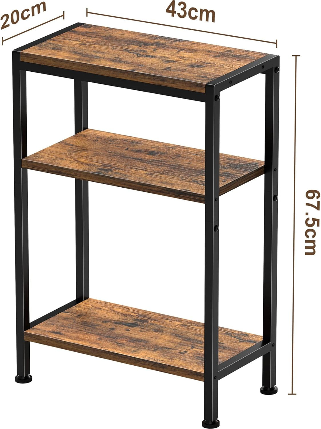 Schmaler Beistelltisch, Nachttisch, Kleiner Tisch, 3 Ablagen Nachttisch Schmal mit Stauraum, sofa be