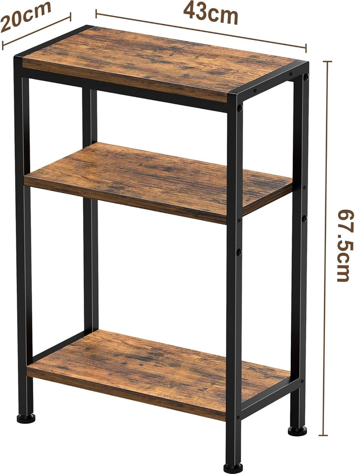 Schmaler Beistelltisch, Nachttisch, Kleiner Tisch, 3 Ablagen Nachttisch Schmal mit Stauraum, sofa be