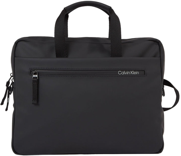 Calvin Klein Herren Gummierte, schlanke Laptoptasche Computertasche, Ck Schwarz