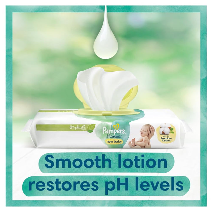 Pampers Harmonie New Baby Feuchttücher Plastikfrei 3 Packungen = 138 Baby Feuchttücher