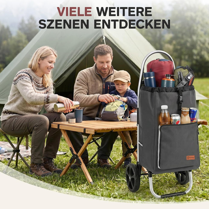 Sekey Einkaufstrolley klappbar, XXL Einkaufstasche mit Kühlfach, | grosse Räder, Aluminiumrahmen, fa
