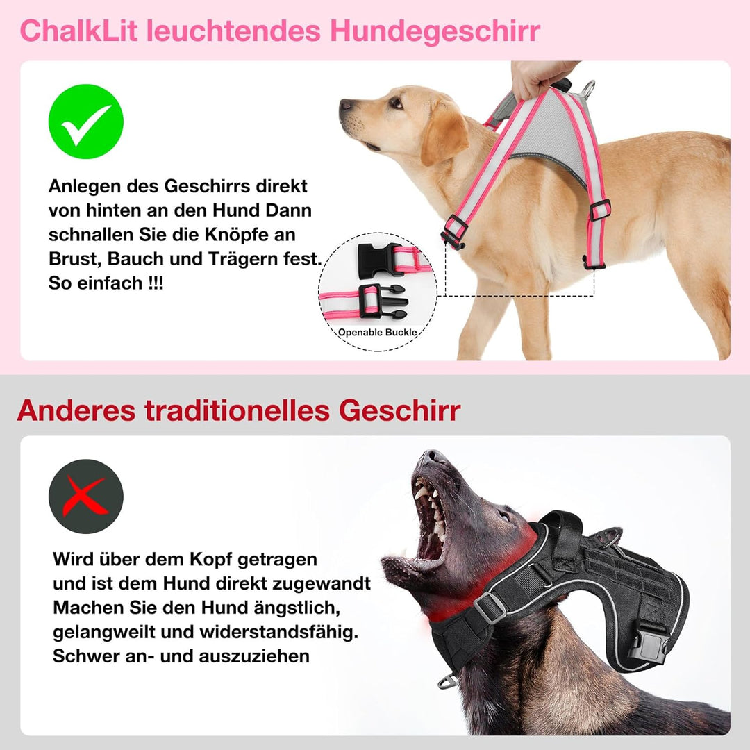 ChalkLit LED Leuchtendes Hundegeschirr USB Wiederaufladbares Vollständig Beleuchtetes Hundegeschirr