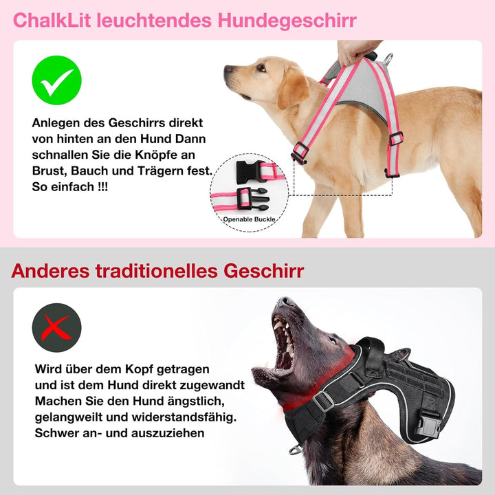 ChalkLit LED Leuchtendes Hundegeschirr USB Wiederaufladbares Vollständig Beleuchtetes Hundegeschirr