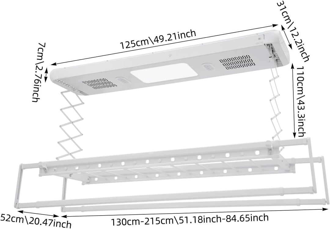 Elektrisch Decken Wäschetrockner, Ausziehbar Deckenmontage Elektrisch Wäscheständer, mit Fernbedienu
