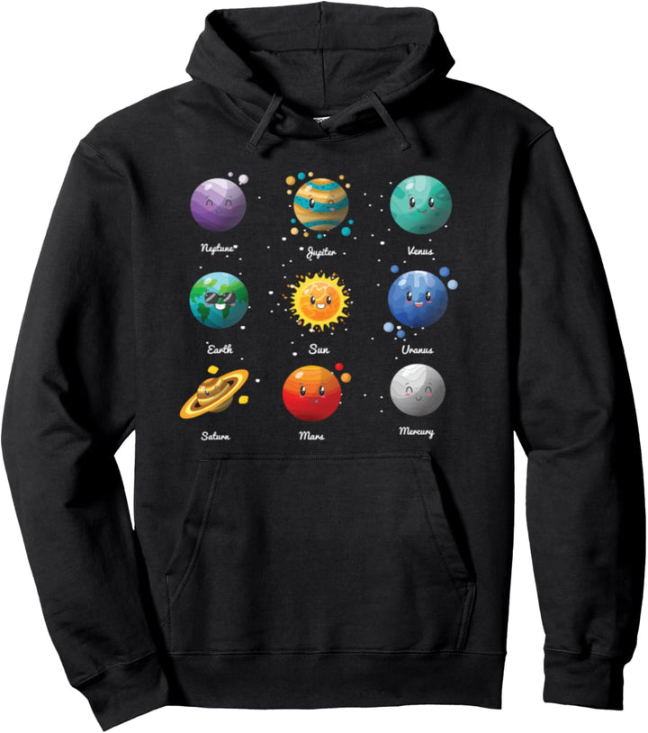 Sonnensystem lustige Planeten Kinder Weltraum Pullover Hoodie