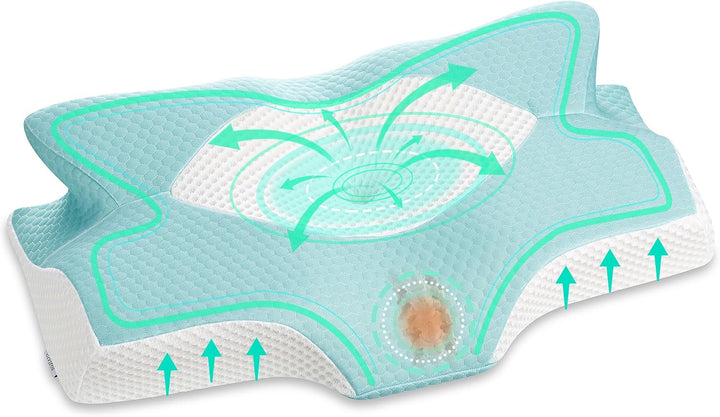 Elviros Zervikale Orthopädisches Kopfkissen aus Memory-Schaum abnehmbares ergonomisches Nackenhörnch