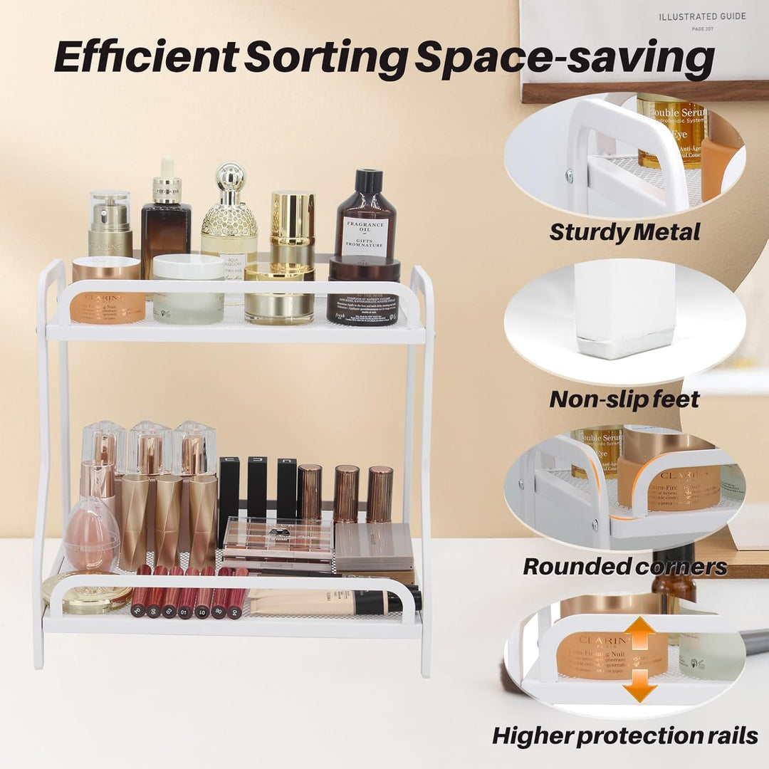 Badezimmer-Organizer mit 2 Ebenen, multifunktional, Make-up-Organizer, Regal und Küchenregal, Aufbew