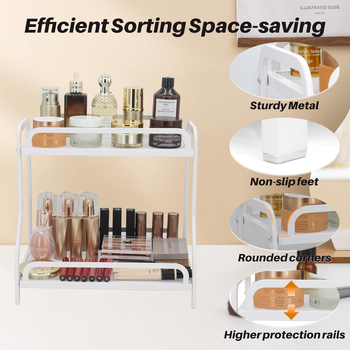 Badezimmer-Organizer mit 2 Ebenen, multifunktional, Make-up-Organizer, Regal und Küchenregal, Aufbew