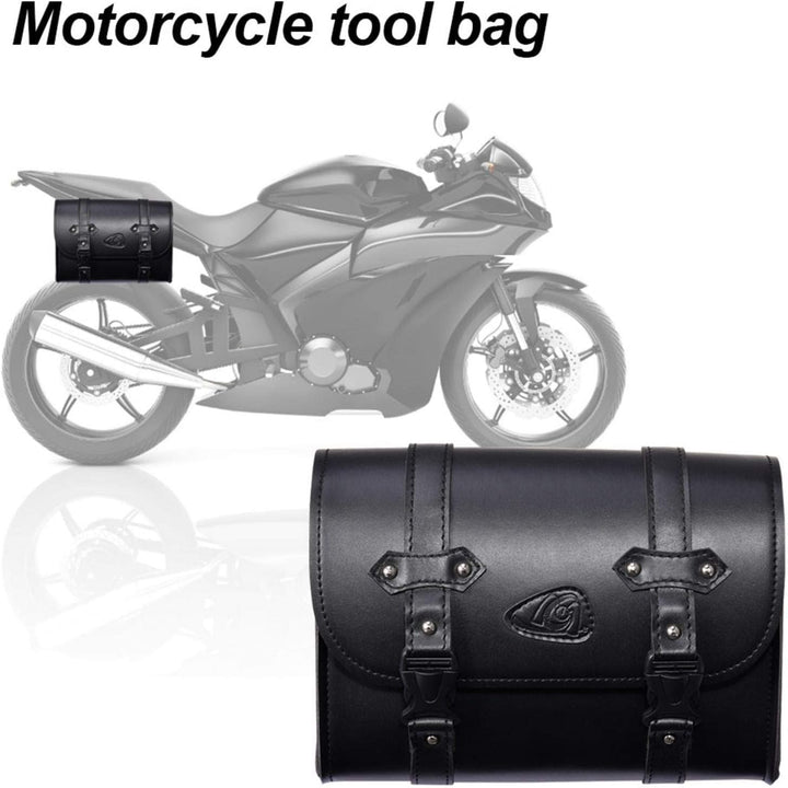 josietomy Motorrad Satteltasche aus Leder, Abnehmba wasserdichte Schwarz Universal Motorrad Seitenta