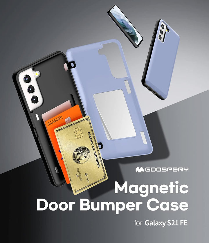 GOOSPERY Magnetic Door Bumper Hülle Kompatibel mit Galaxy S21 FE, Dual Layer protektive Kartenhalter