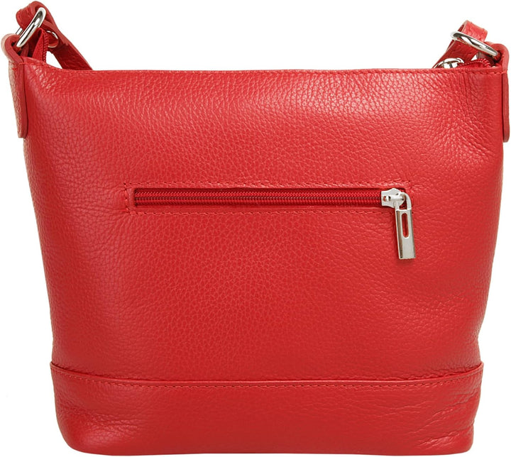 Umhängetasche Echt Leder Damen Made in Italy, verstellbarer Schultergurt, Handtasche mit Reissversch