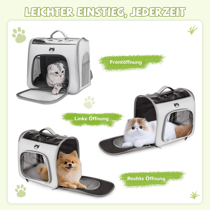 ALLSOPETS Katzenrucksack Faltbar Haustierrucksack mit Frontöffnung und Atmungsaktives Netzfenster Hu