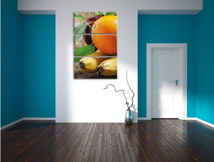 Pixxprint Leckeres Obst 3-Teiler Leinwandbild 120x80 Bild auf Leinwand