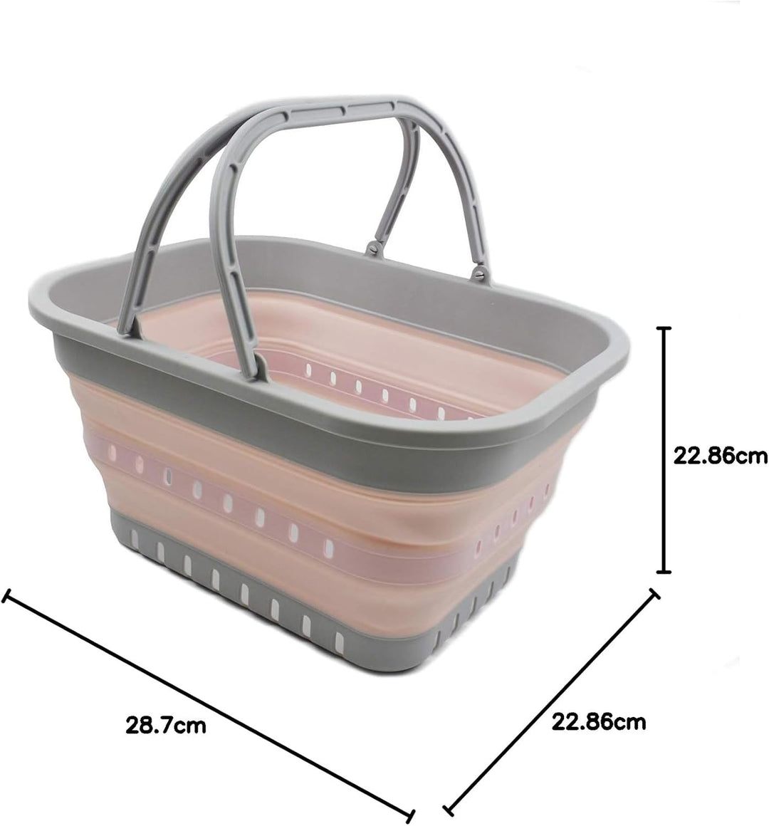 SAMMART 19L Collapsible Tub with Handle - Portable Outdoor Picnic Basket/Crater - Foldable Shopping
