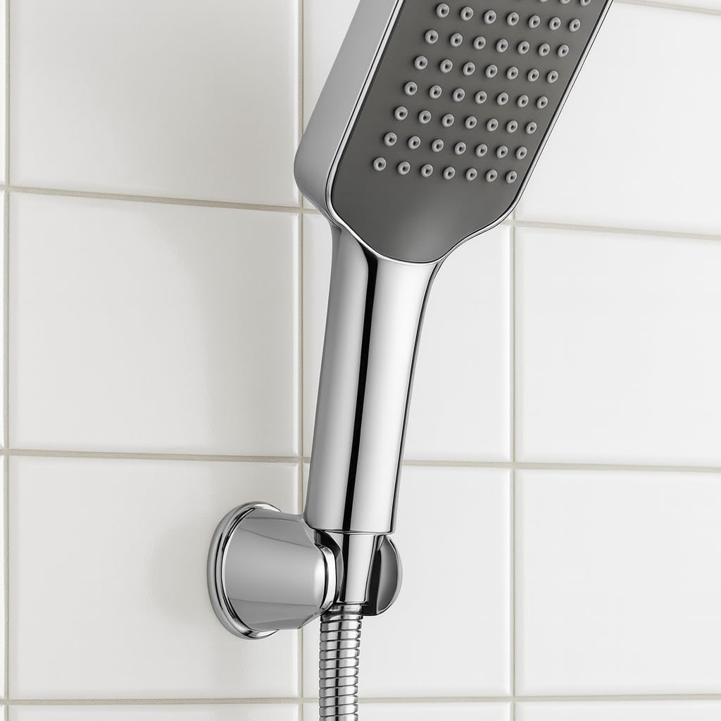 Daloual - Brausehalterung aus massivem Messing – verchromt, Wandhalterung für Handbrausen & Brausesc