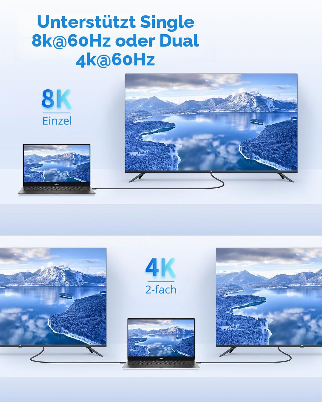 BolAAzuL Thunderbolt 4 Kabel 80cm, USB-C Kabel TB4 8K 60Hz 40Gbps PD 100W zertifiziert USB 4.0 Kabel