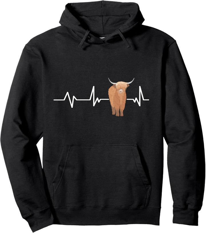 Schottische Highland Kuh Herzschlag Geschenk schottische Highland Kuh Pullover Hoodie