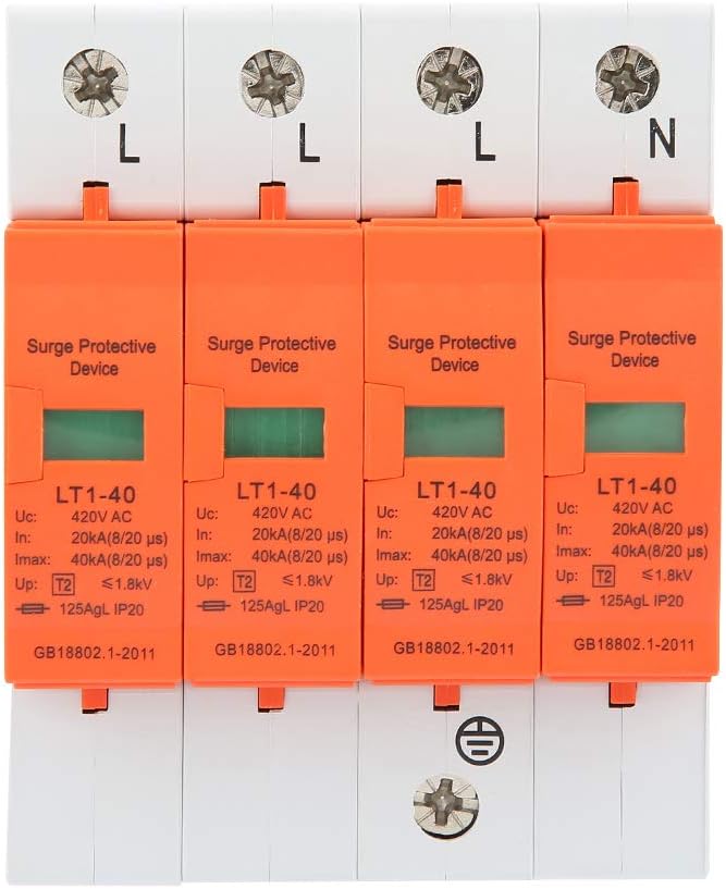 2pcs 4P Überspannungsschutz 40KA für den Haushalt 420V AC Lightning Protector Blitzschutz Surge Prot