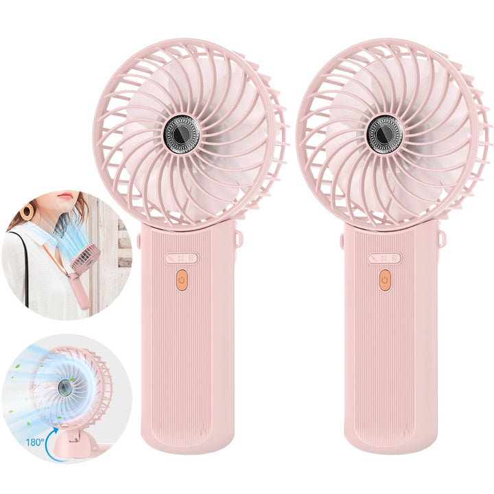 Lepwings Handventilator, 2 Stück Mini Ventilator USB Wiederaufladbar, 5,5-16 Std. Laufzeit, 4 Windge