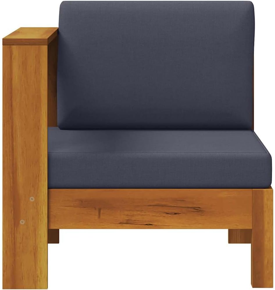 vidaXL Akazienholz Massiv Mittelsofa mit 1 Armlehne Sofa Lounge Gartensofa Einzelsofa Gartenmöbel Ga