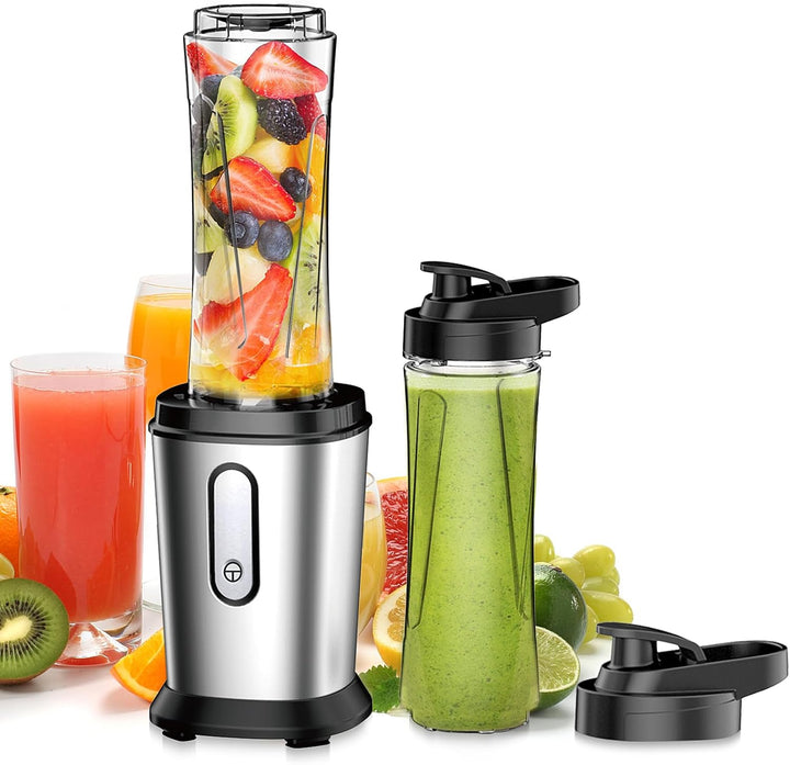 Mixer, 500W Mini Standmixer & Smoothie Maker mit 2x600ml Flaschen BPA frei Tritan, Tragbarer Mixer S