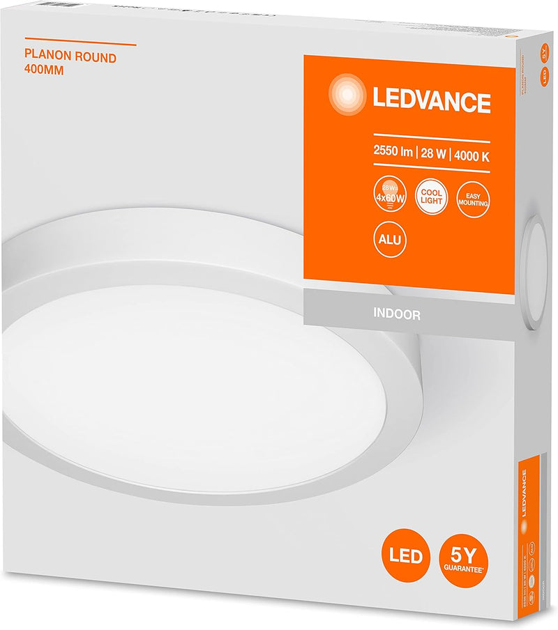 LEDVANCE LED Panel-Leuchte, Leuchte für Innenanwendungen, Kaltweiss, Länge: 40x40 cm, Planon Round 2