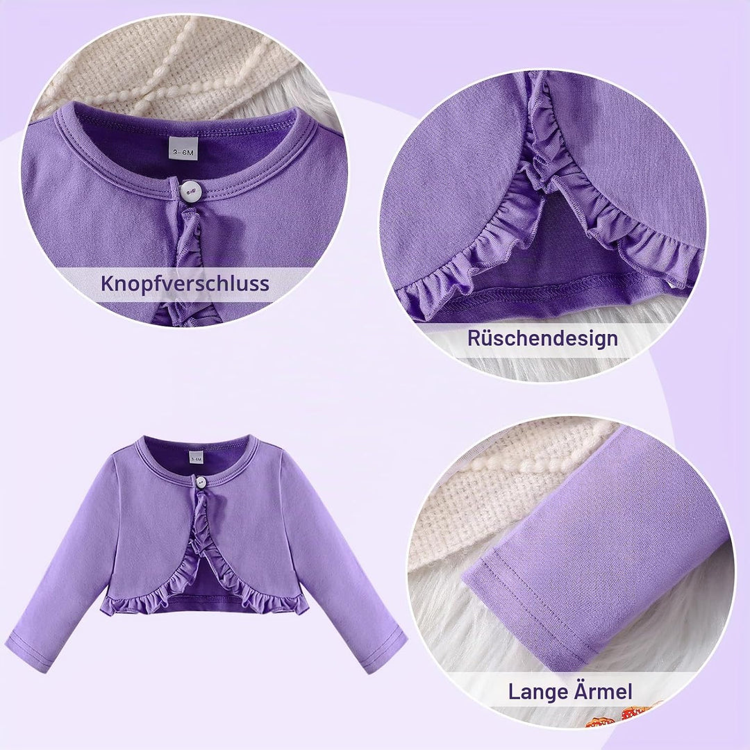 Kunyeah Baby Mädchen Kleid und Strickjacke Set Kleinkind Ruffle Shrug Mantel Schmetterling Print Roc