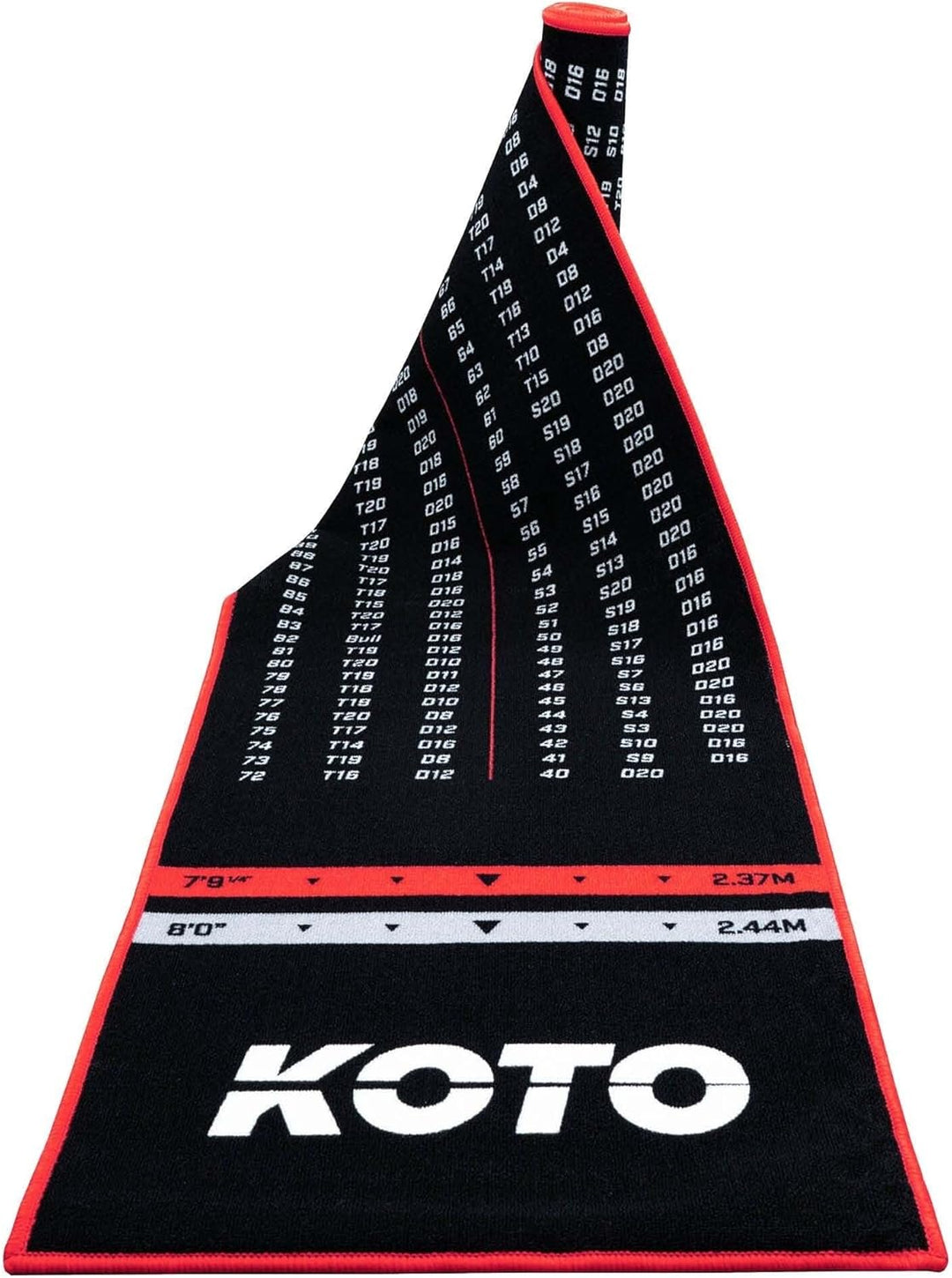 KOTO - Dartteppich Check Out 285 x 60 cm, Dartmatte, rutschfeste Unterseite, 4 Wurflinien 285x60cm,