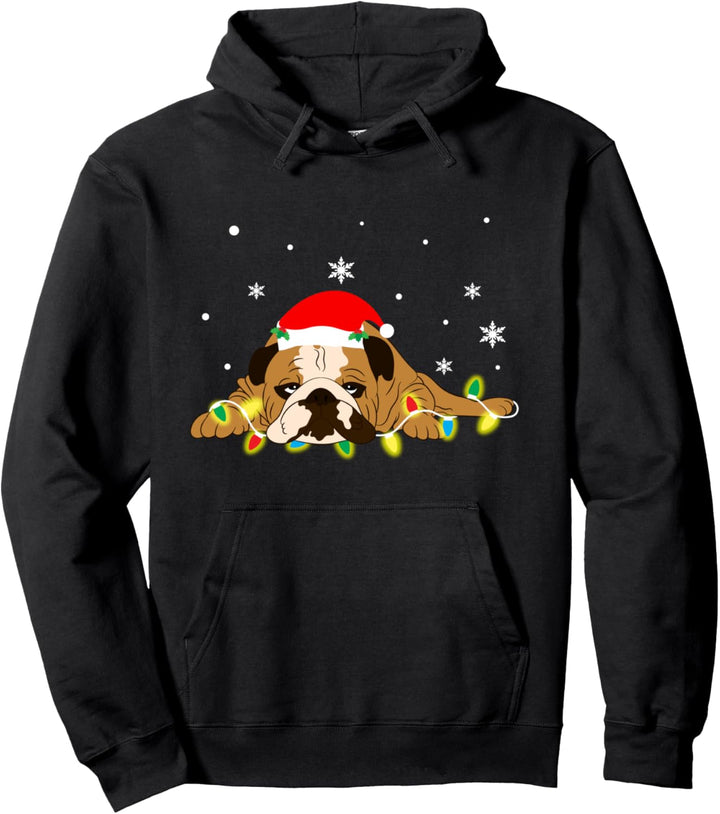 Weihnachten Hund Bulldogge Lichterkette Hoodie Pullover Hoodie