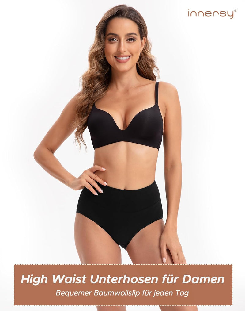 INNERSY Unterhosen Damen Baumwolle Stretch Slips Hohe Taille Weiche Unterwäsche Frauen 5er Pack M Fr
