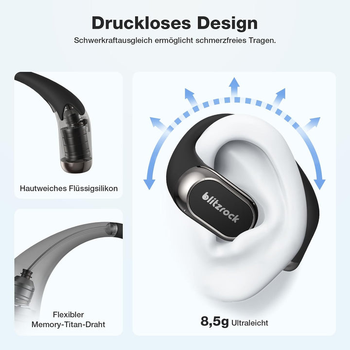 BlitzRock CT3 Pro Open Ear Kopfhörer, Reicher und Ausgewogener Klang, KI-Klare Anrufe, Sicherer Sitz