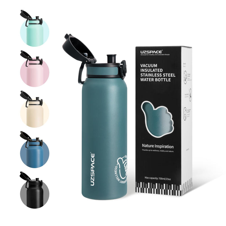 UZSPACE Thermosflasche Kinder 700ml, Isolierte Edelstahl Trinkflasche mit 1-Klick-Öffnung, 100% Ausl