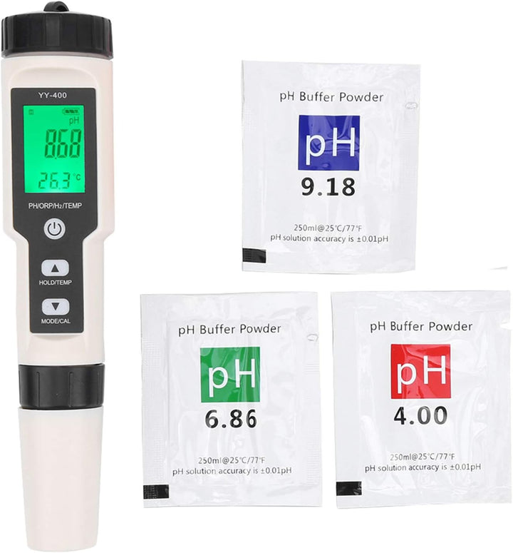 PUSOKEI Multifunktionales Wasserqualitätsmonitor-Testmessgerät, tragbar 4-in-1-PH-ORP-H2-Temperaturt