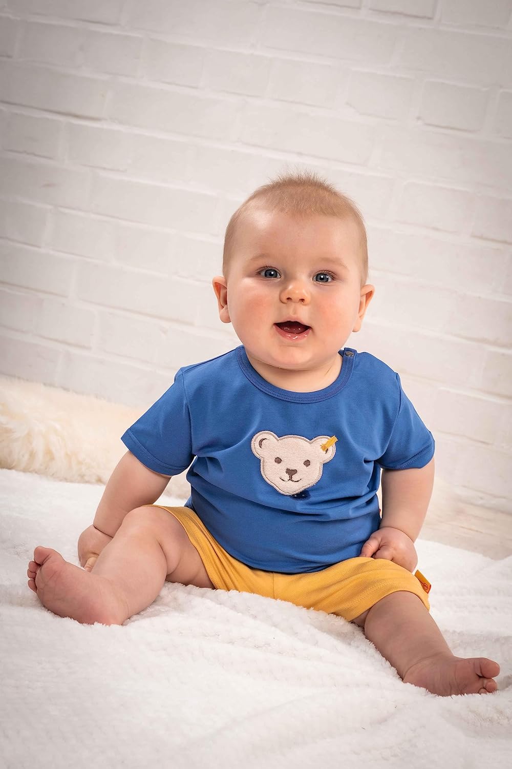 Steiff Unisex Baby Kurzarm T-Shirt 56 True Navy, 56 True Navy